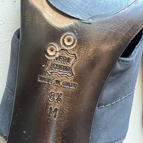 Donald J Pliner Black Stretch Fabric Slingback Italian Sandal Heels Women 8.5 - Picture 13 of 16